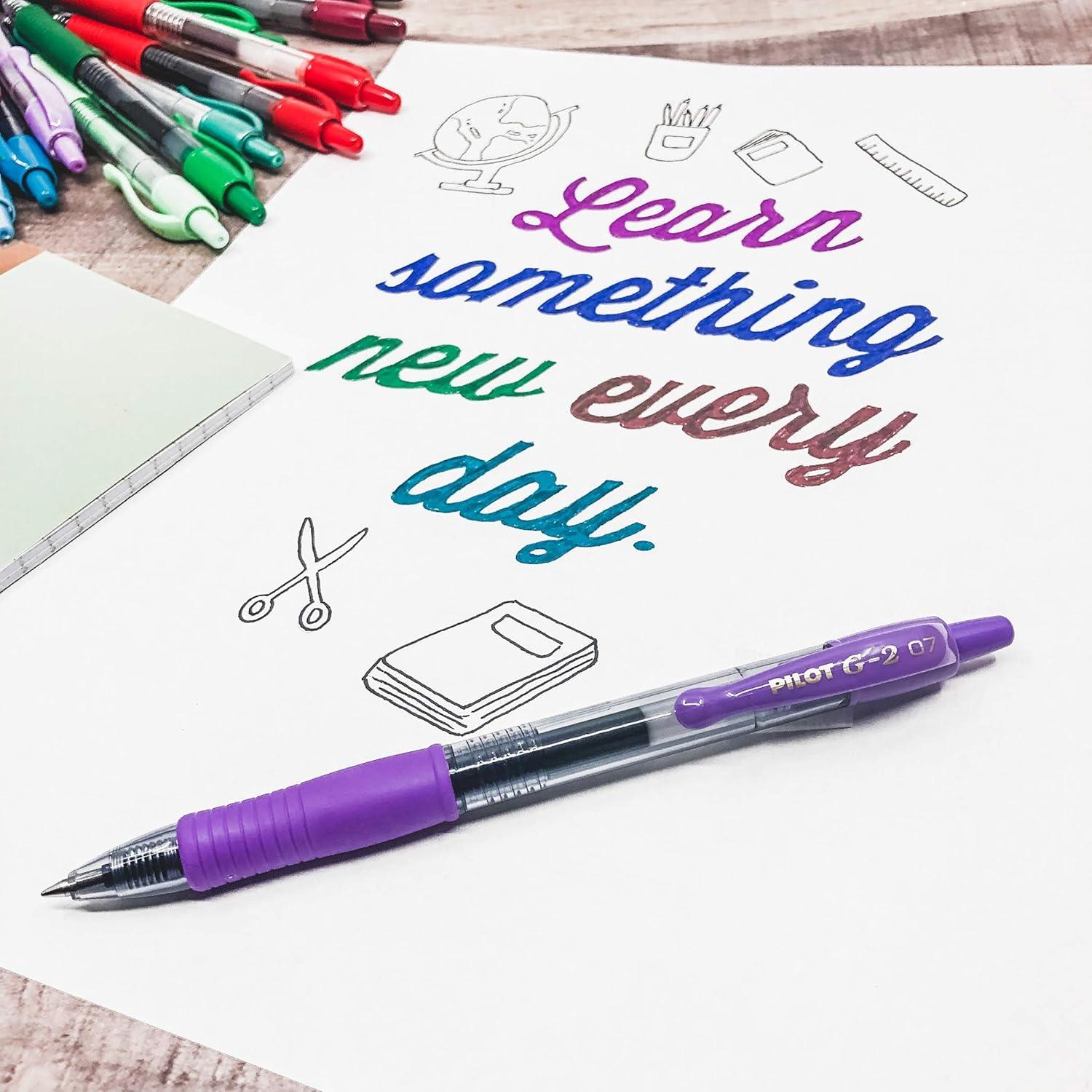 Bolígrafos de Gel Pilot G2, Punta Fina 0.7 mm, 36 Colores