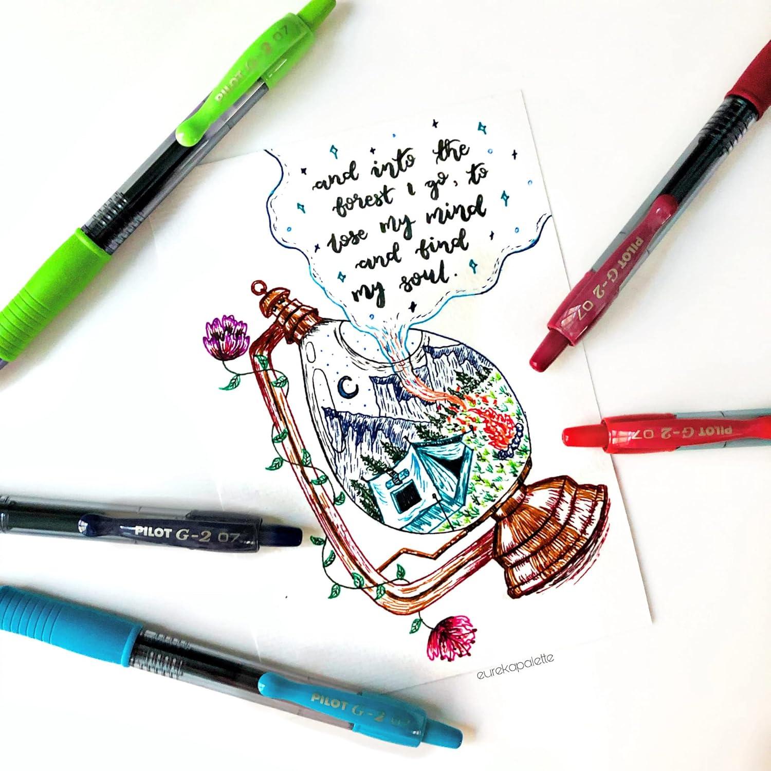 Bolígrafos de Gel Pilot G2, Punta Fina 0.7 mm, 36 Colores