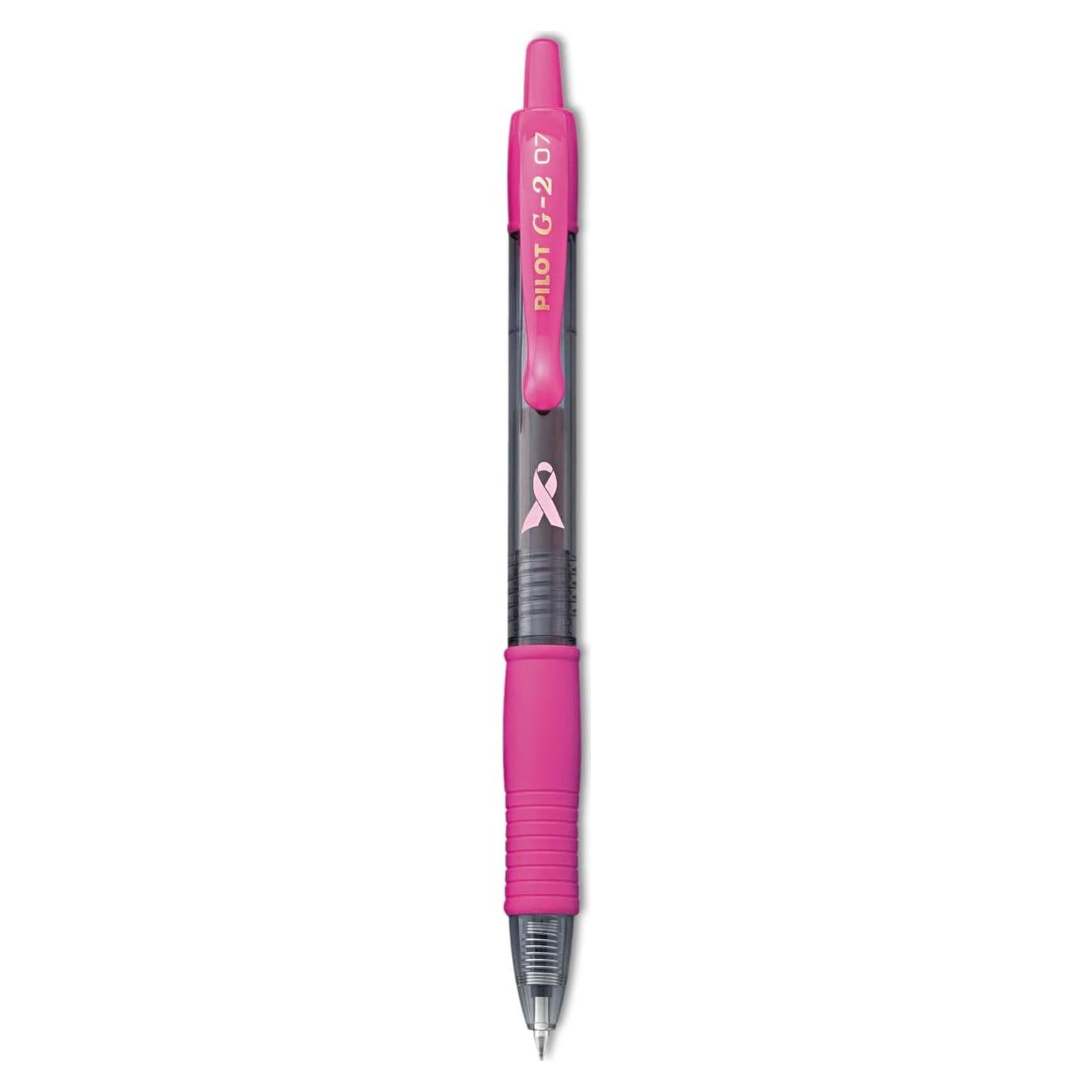 Bolígrafo de Gel Pilot G2 Premium Cinta Rosa, Tinta Negra, Paquete 12