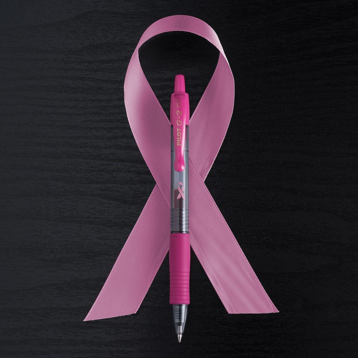 Bolígrafo de Gel Pilot G2 Premium Cinta Rosa, Tinta Negra, Paquete 12