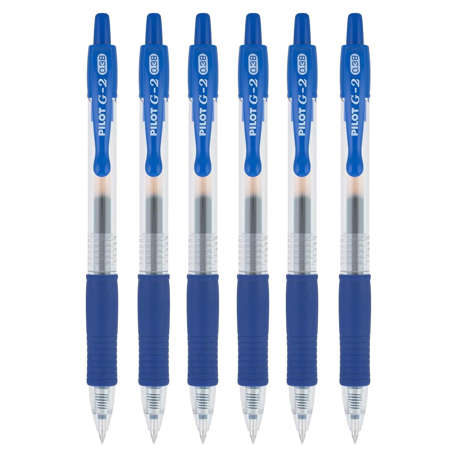 Bolígrafos de Gel Pilot G2 Ultra Fina 0.38mm Tinta Azul Paquete 6