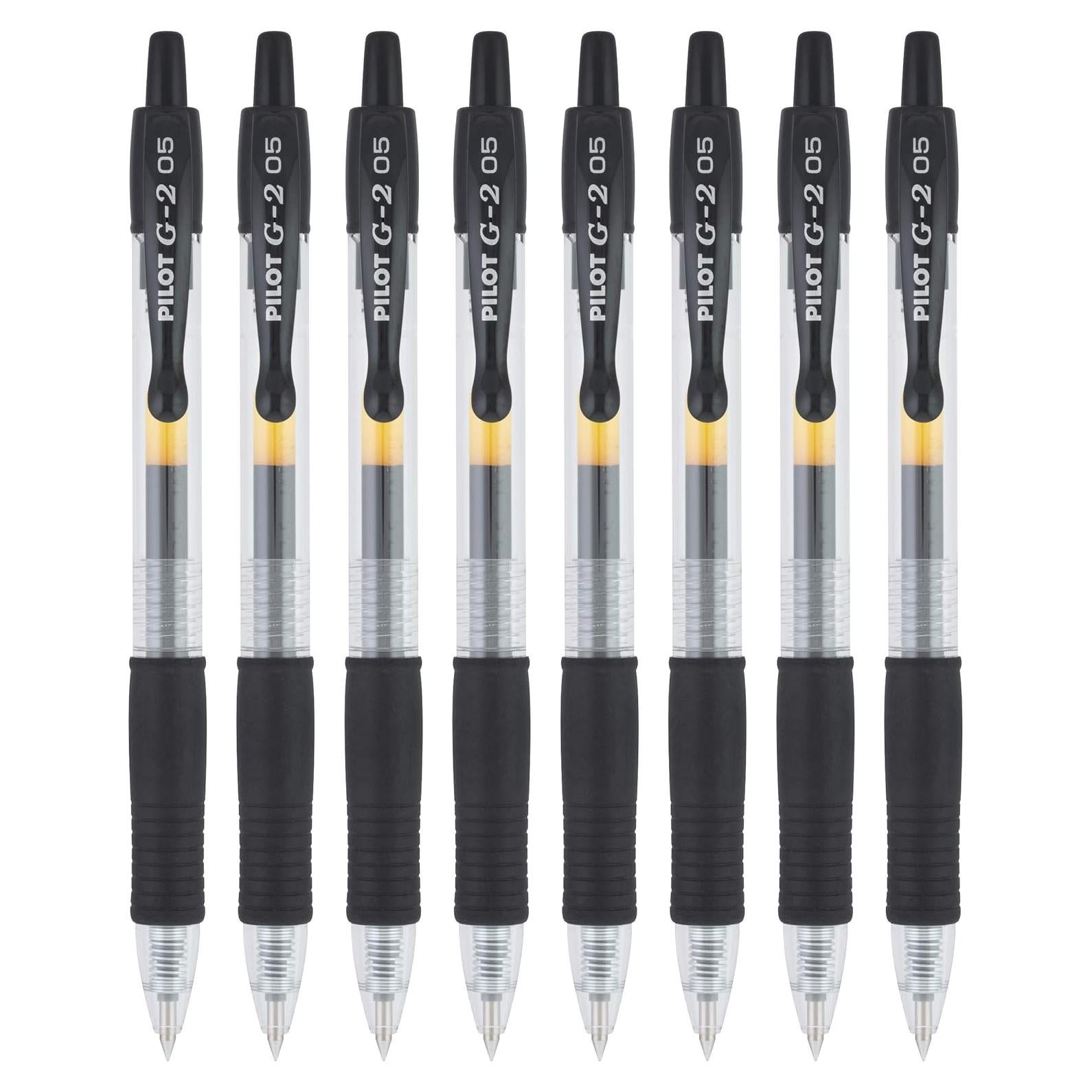 Bolígrafos de Gel Pilot G2, Punta Extra Fina 0.5 mm, 8 Pzs, Negro