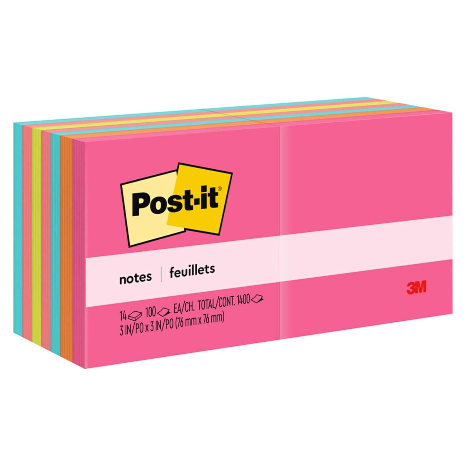 Notas Post-it 7.62x7.62 cm 14 blocs Poptimista colores brillantes