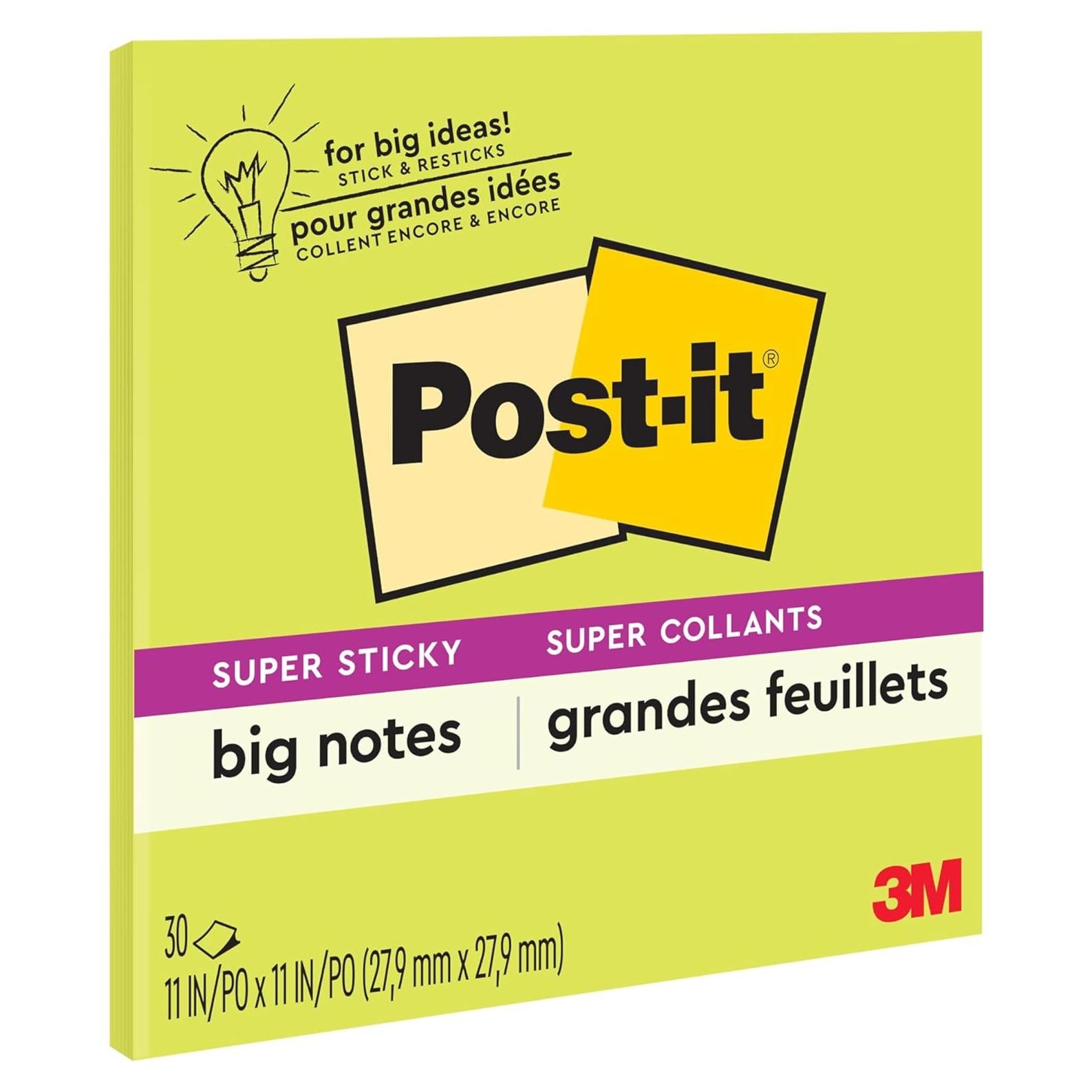 Notas Grandes Super Adhesivas Post-it 28x28 cm Verde Neón