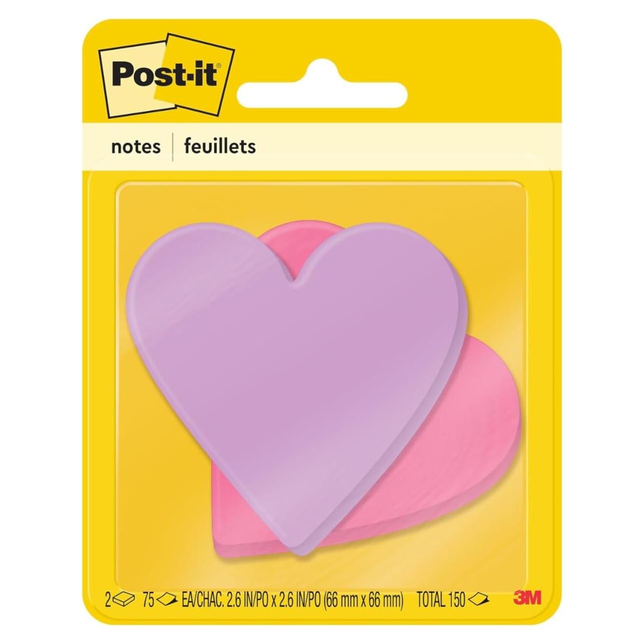 Notas Post-it Corazón 7.4x7.1 cm 2 Bloc 75 Hojas Rosa Fucsia