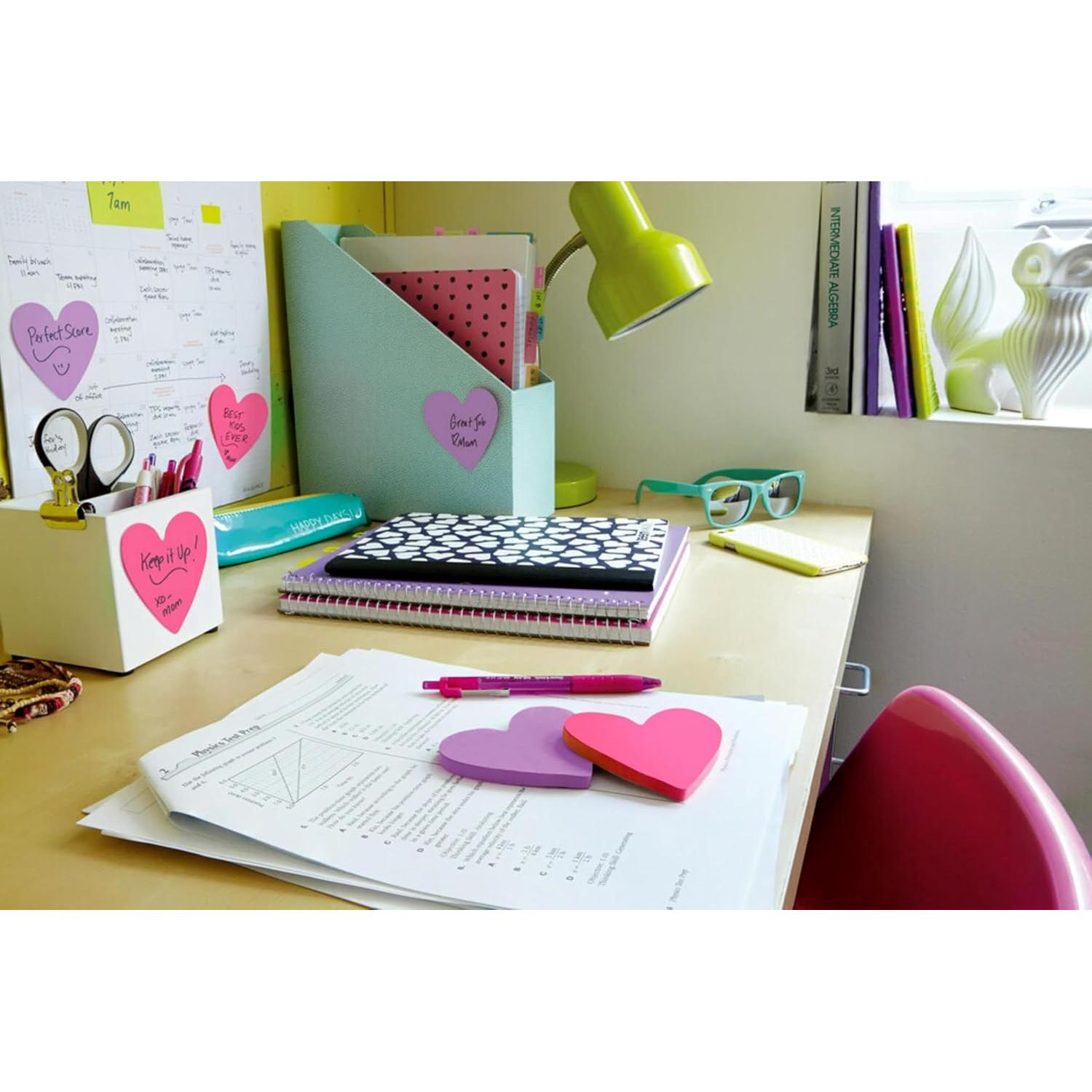 Notas Post-it Corazón 7.4x7.1 cm 2 Bloc 75 Hojas Rosa Fucsia