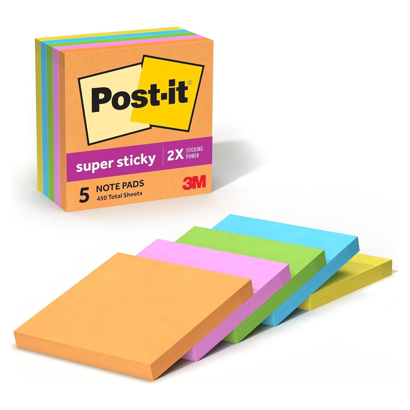 Notas Post-it Súper Adhesivas 7.6x7.6cm 5 Blocs Energía Impulsora