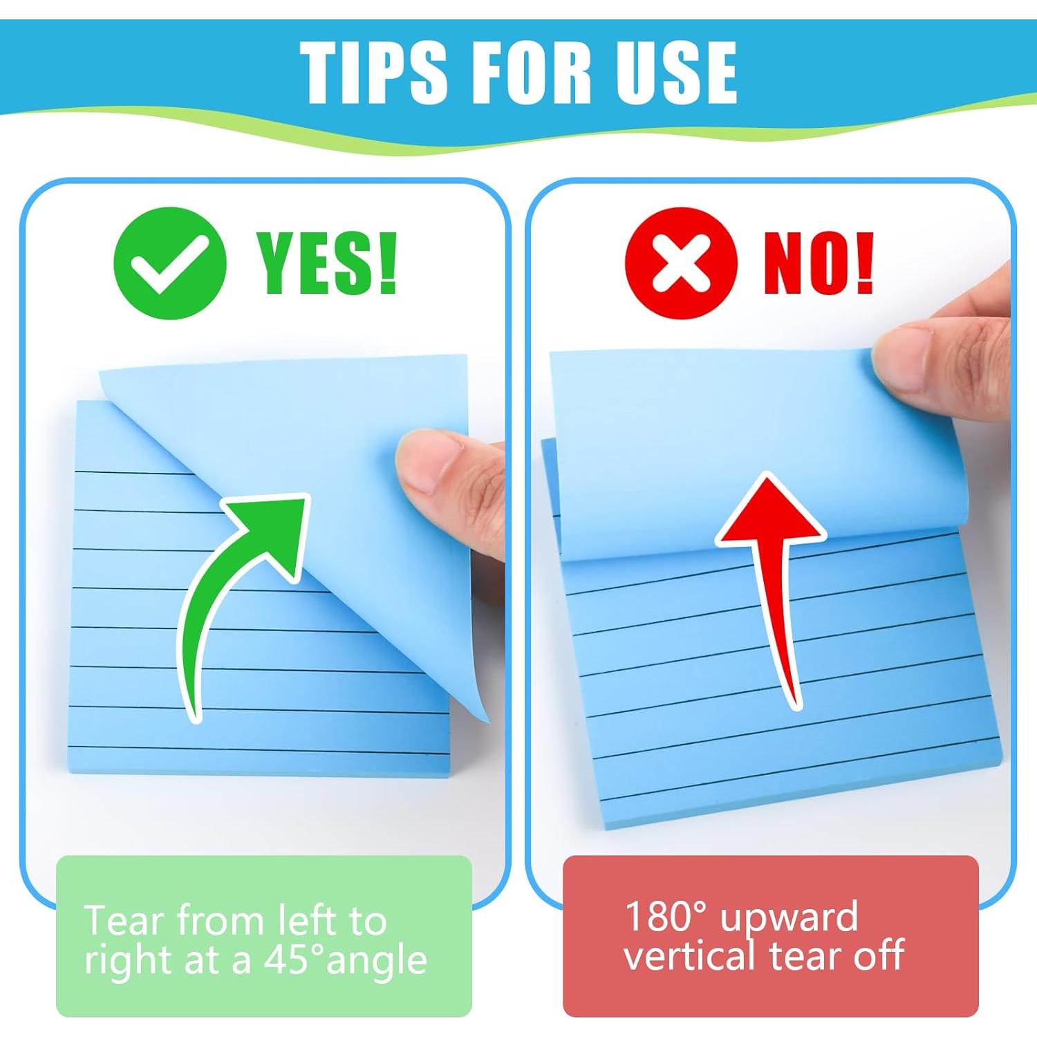 Notas Adhesivas Rayadas SACATR 3x3" (100 Hojas) Colores Brillantes