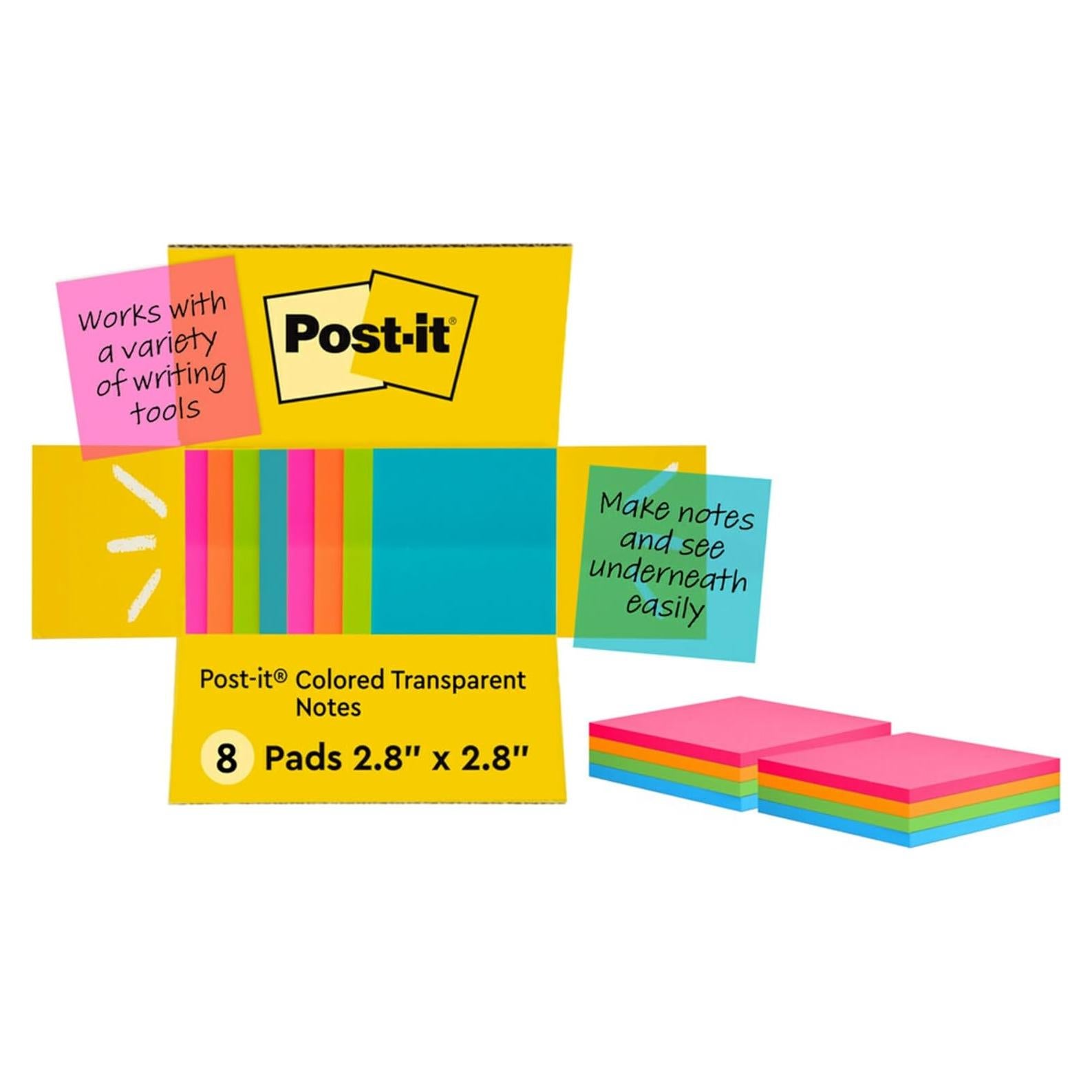 Notas Adhesivas Transparentes Post-it 7.1 cm 8 Paquetes 36 Hojas
