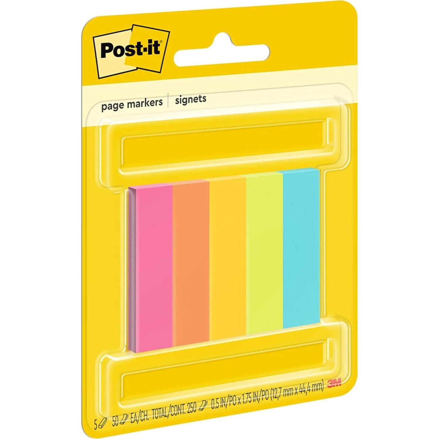 Marcadores de Página Post-it 1.27 cm x 4.45 cm Colores Variados