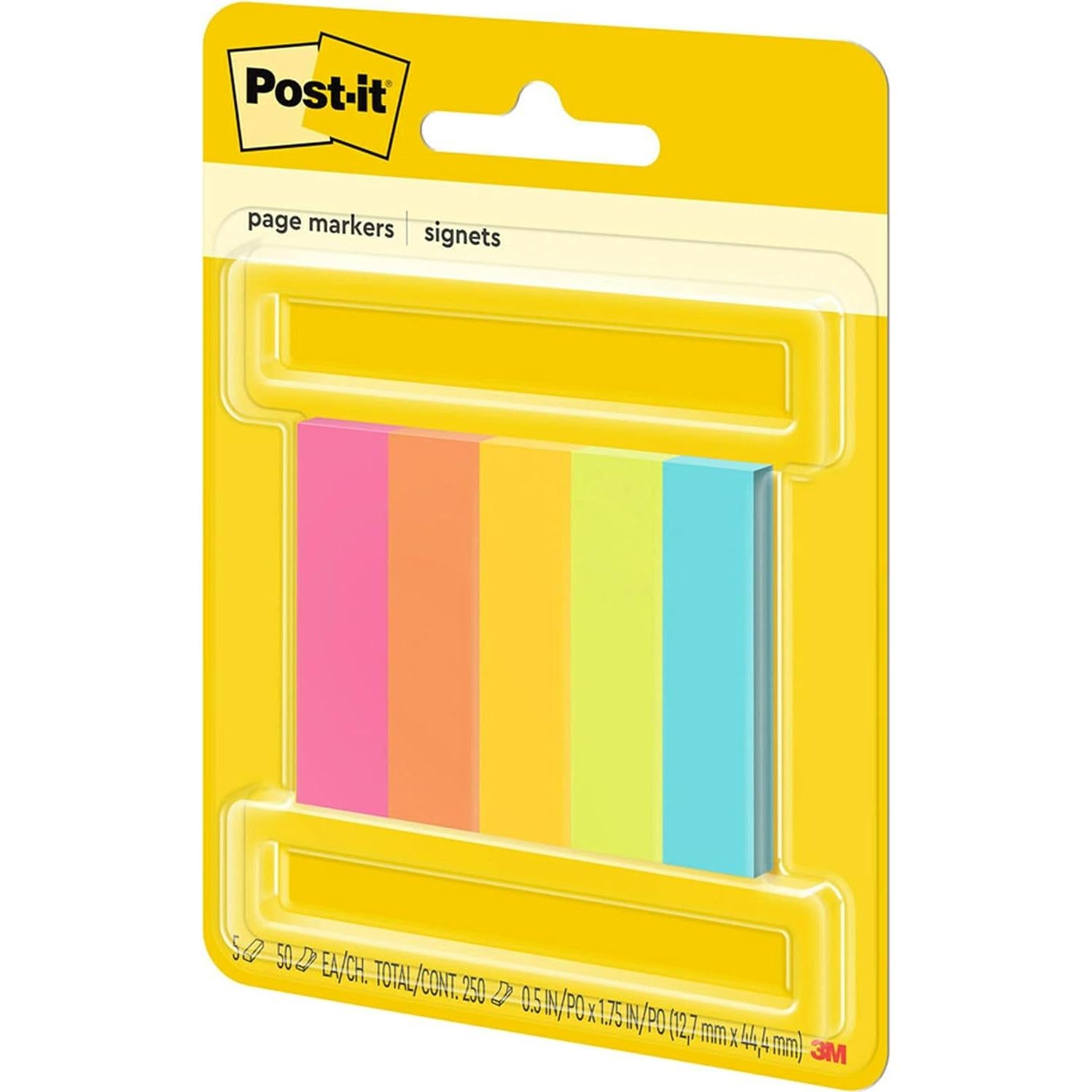 Marcadores de Página Post-it 1.27 cm x 4.45 cm Colores Variados