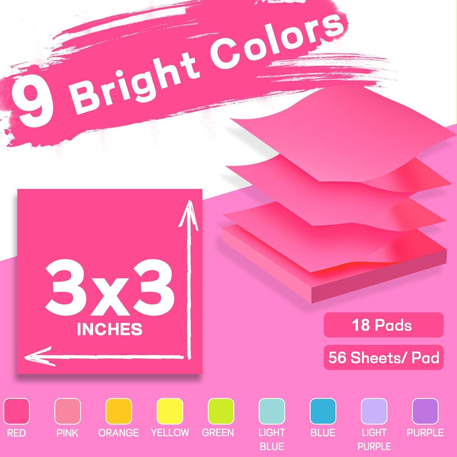 Notas Adhesivas Pop Up TKTB 3x3 cm 18 Pads Brillantes