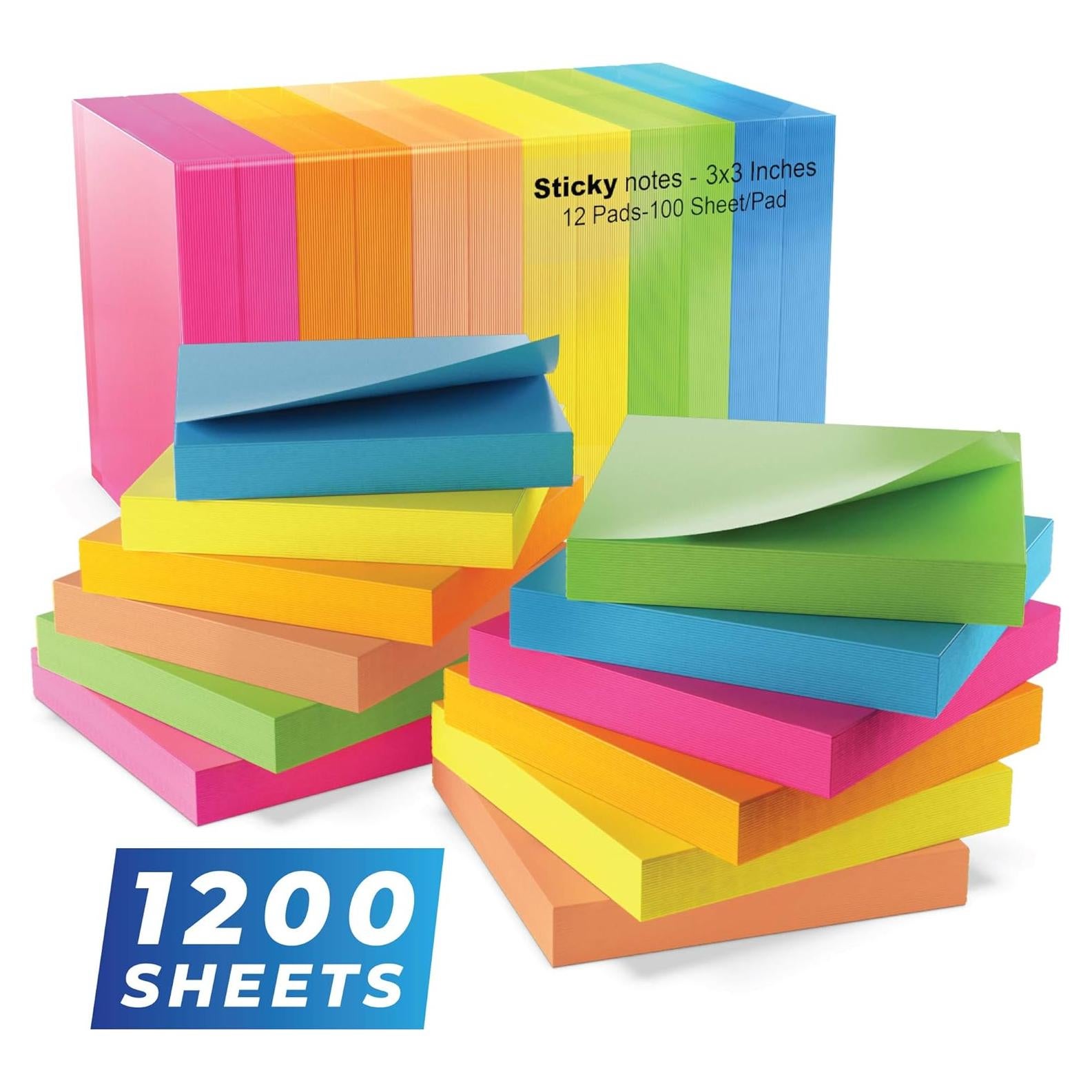 Notas Adhesivas Infiniko 7.62x7.62 cm - 12 Blocs de Colores