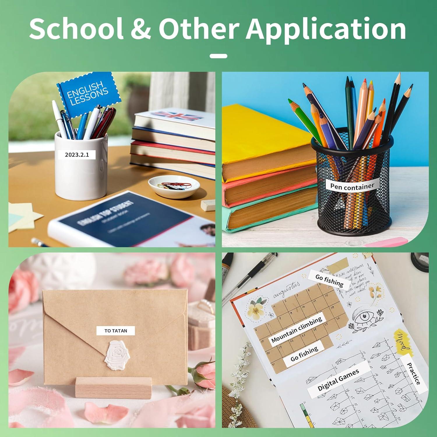 Cinta de Etiquetas de Papel Blanca 12mm x 4m Wonfoucs - Paquete de 3