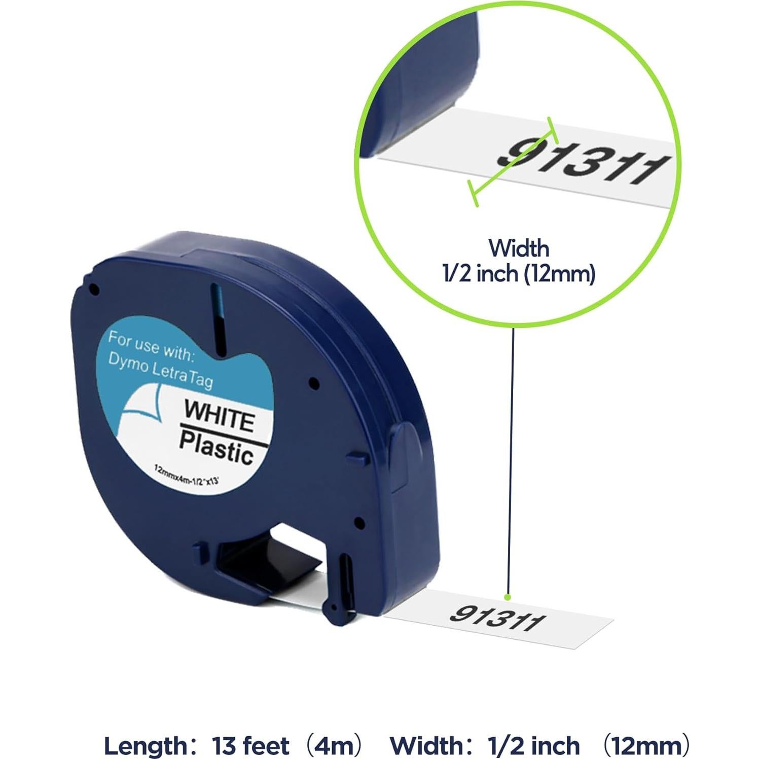 Paquete de 6 Cintas Etiqueta Dymo 91331 12mm x 4m JOJOME