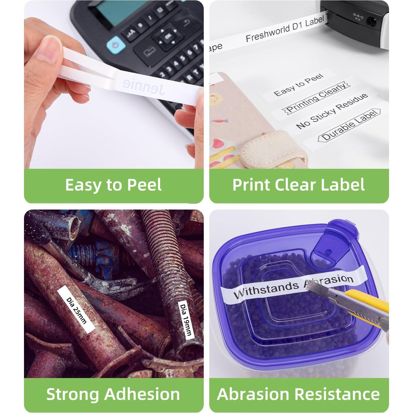 Cinta de Etiqueta Dymo D1 45013 Freshworld 12mm x 7m Negro/Blanco