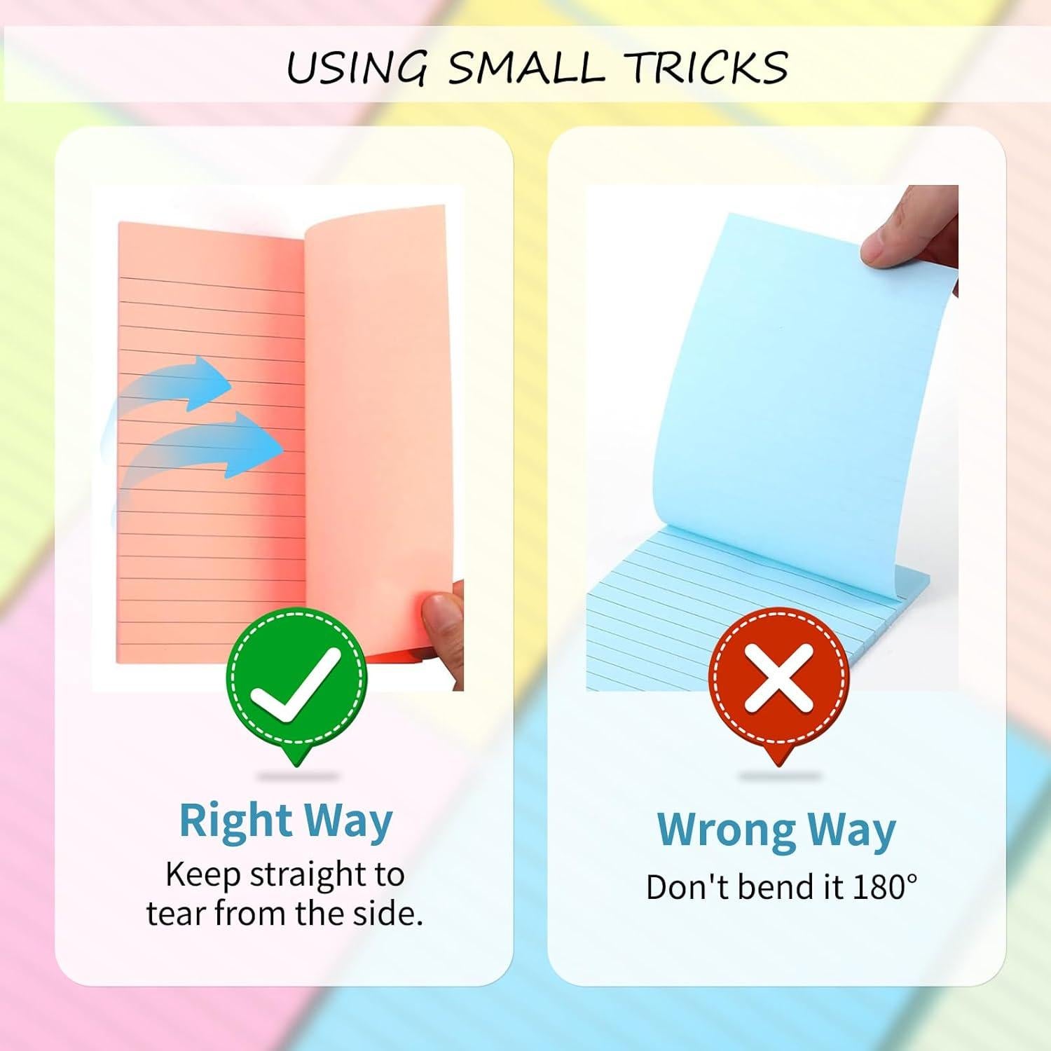 Notas Adhesivas Rayadas 10x15 cm Cayxenful 8 Colores Brillantes