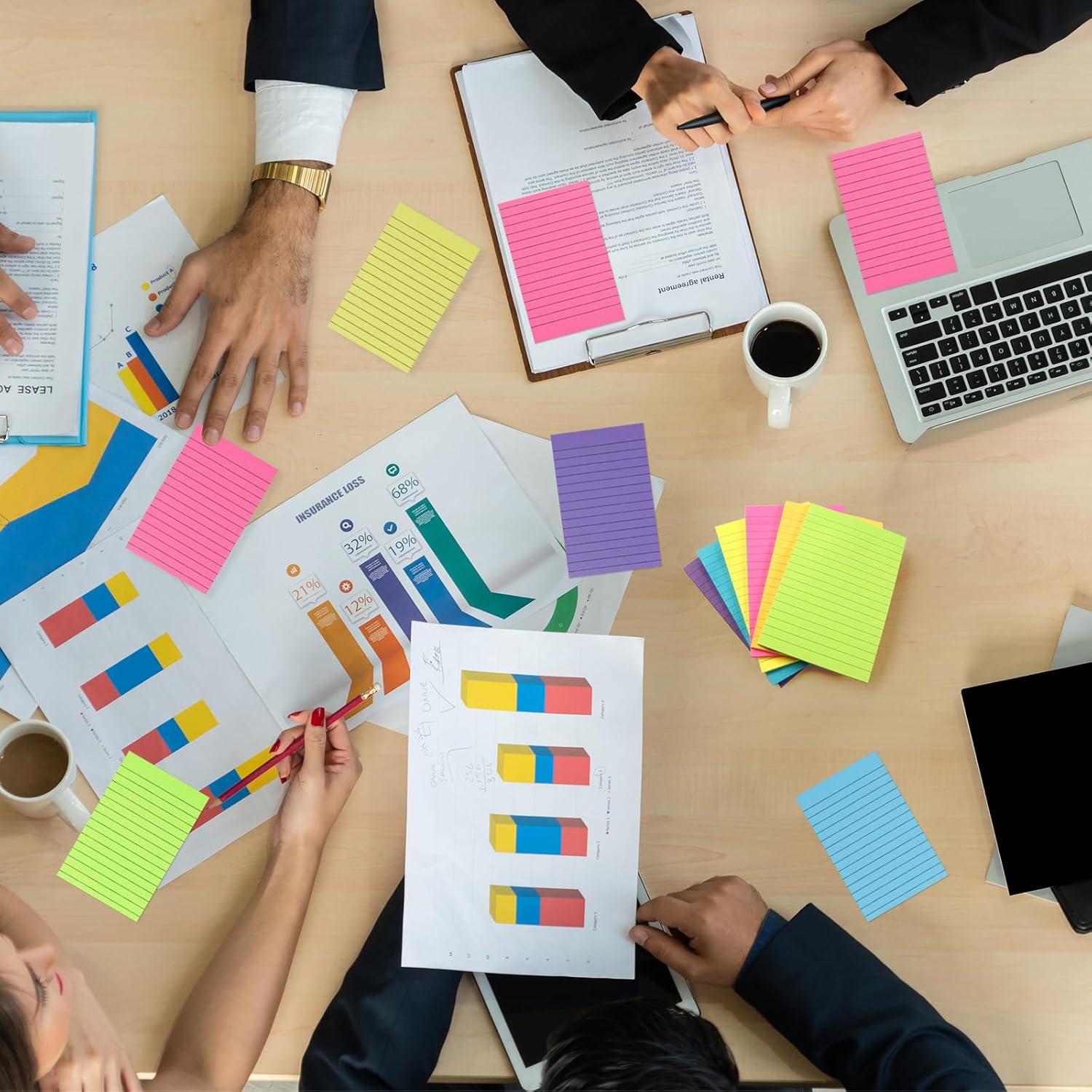 Notas Adhesivas Rayadas 10x15 cm Cayxenful 8 Colores Brillantes