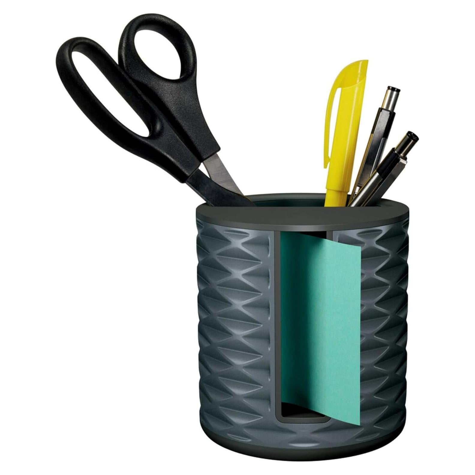 Dispensador de Notas Post-it Vertical Negro Geométrico con Notas Aqua Splash