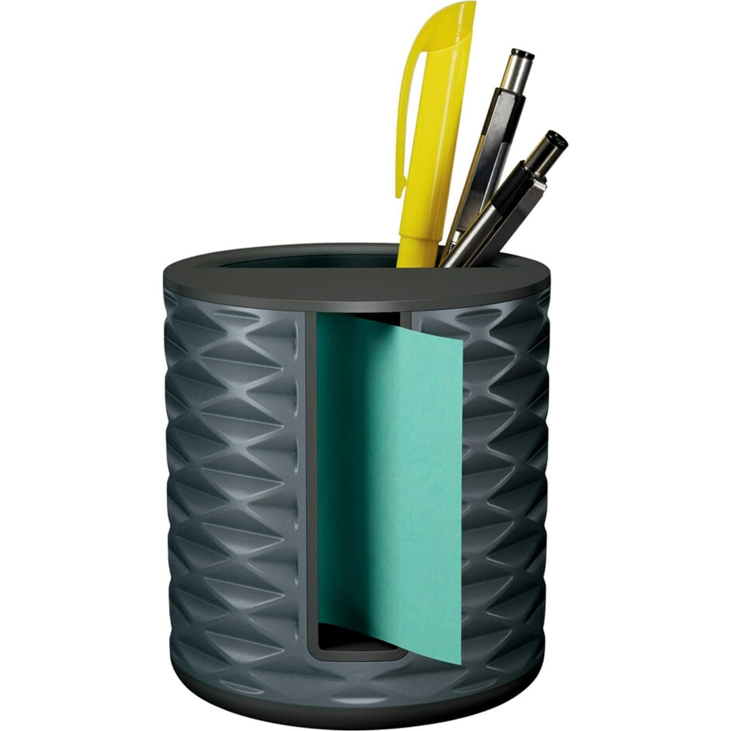 Dispensador de Notas Post-it Vertical Negro Geométrico con Notas Aqua Splash