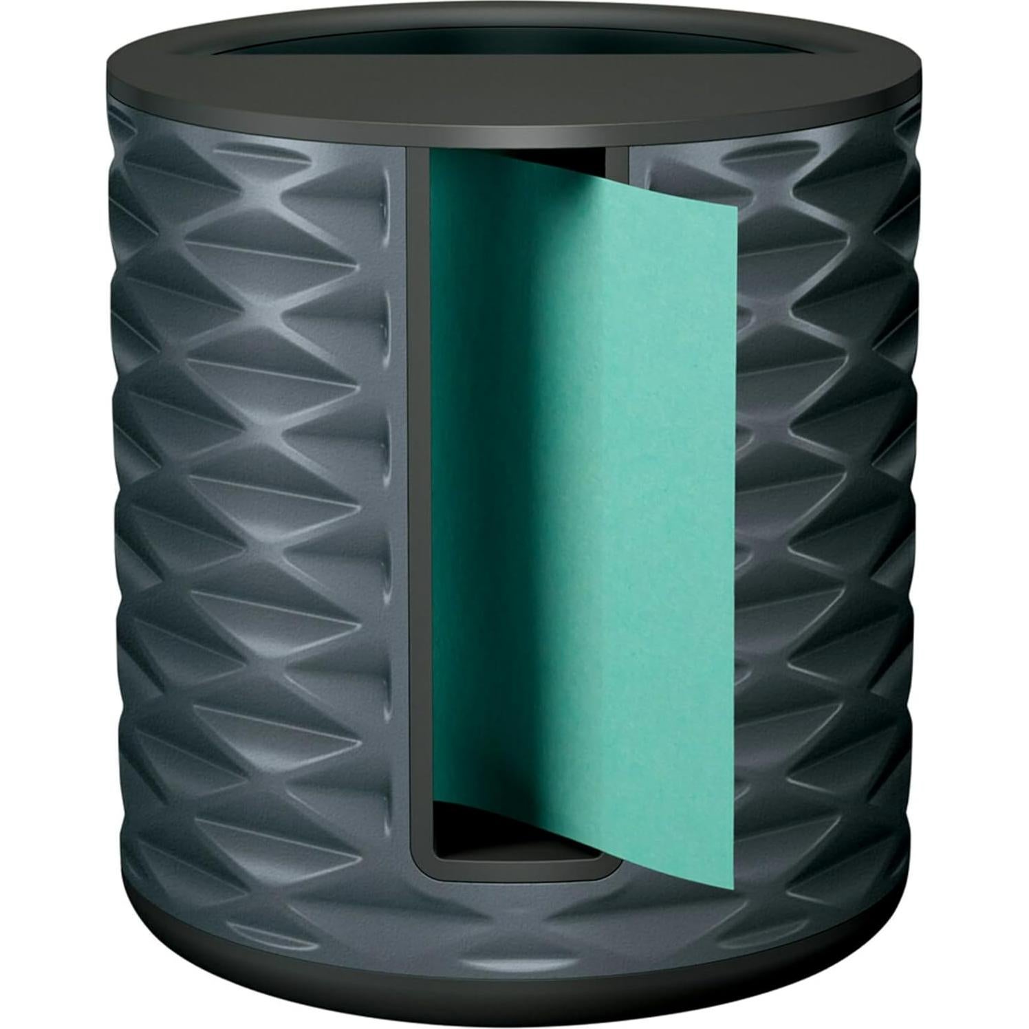 Dispensador de Notas Post-it Vertical Negro Geométrico con Notas Aqua Splash