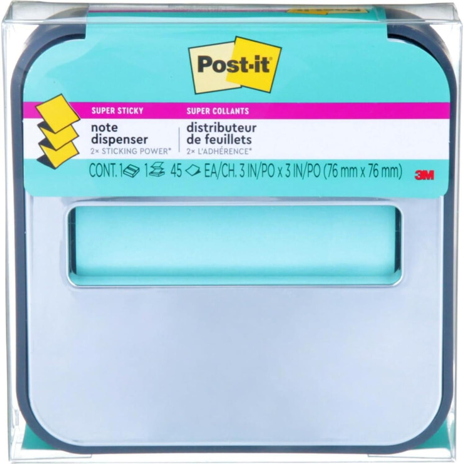 Dispensador de Notas Post-it 3M con Notas Super Sticky Aqua 7.6cm