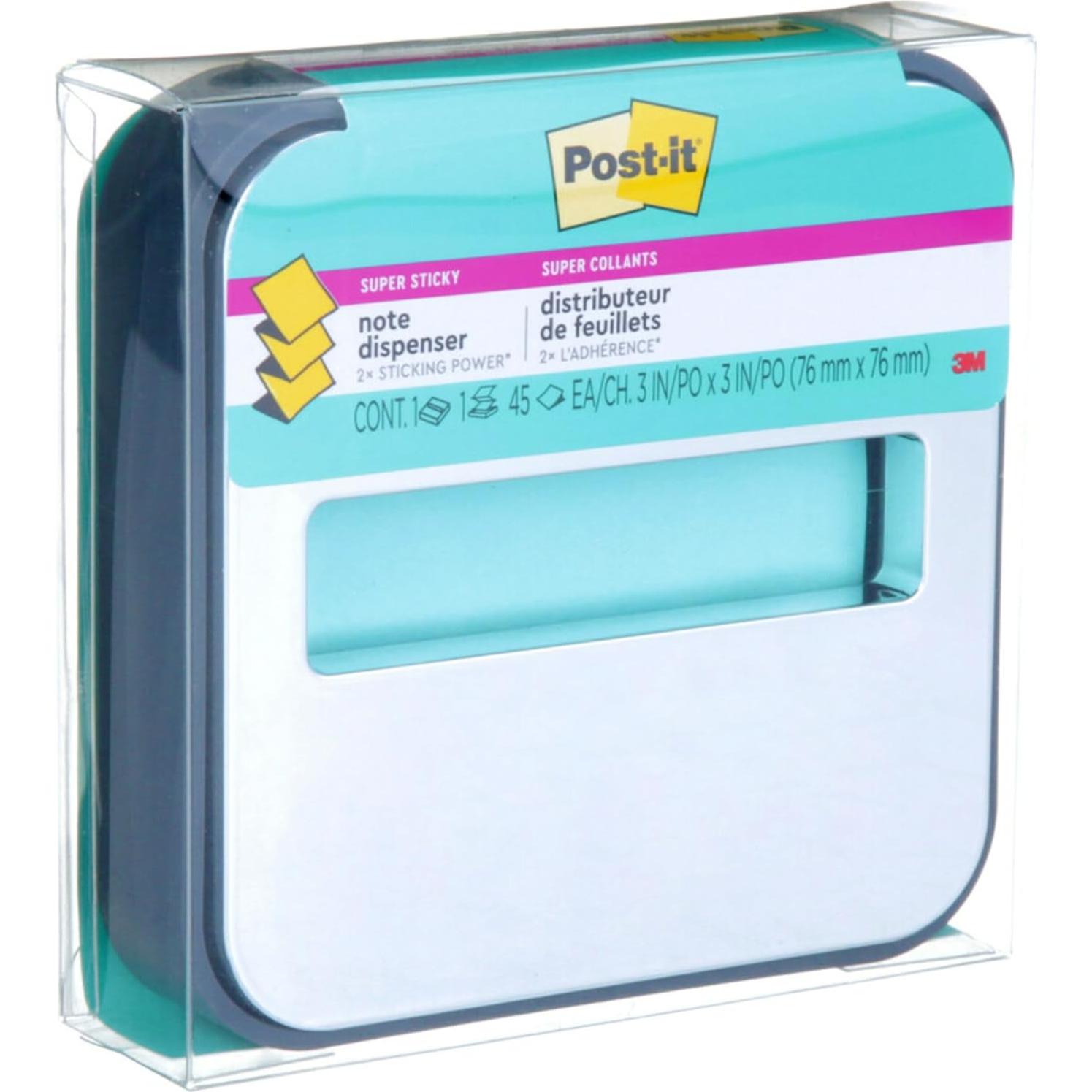 Dispensador de Notas Post-it 3M con Notas Super Sticky Aqua 7.6cm