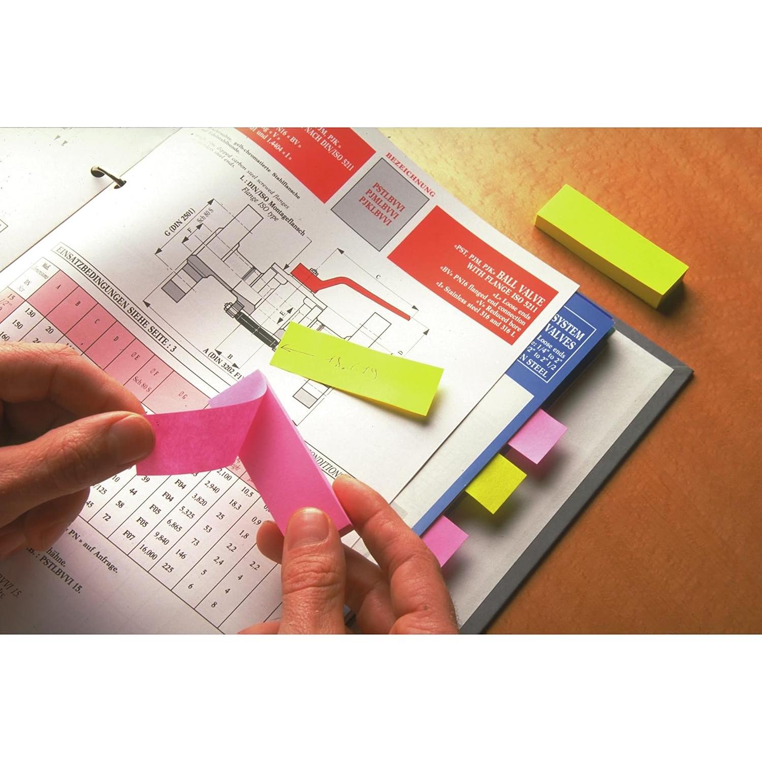 Marcadores de Página Post-it 5 Colores Neón 100 Hojas 1.27x5.08cm