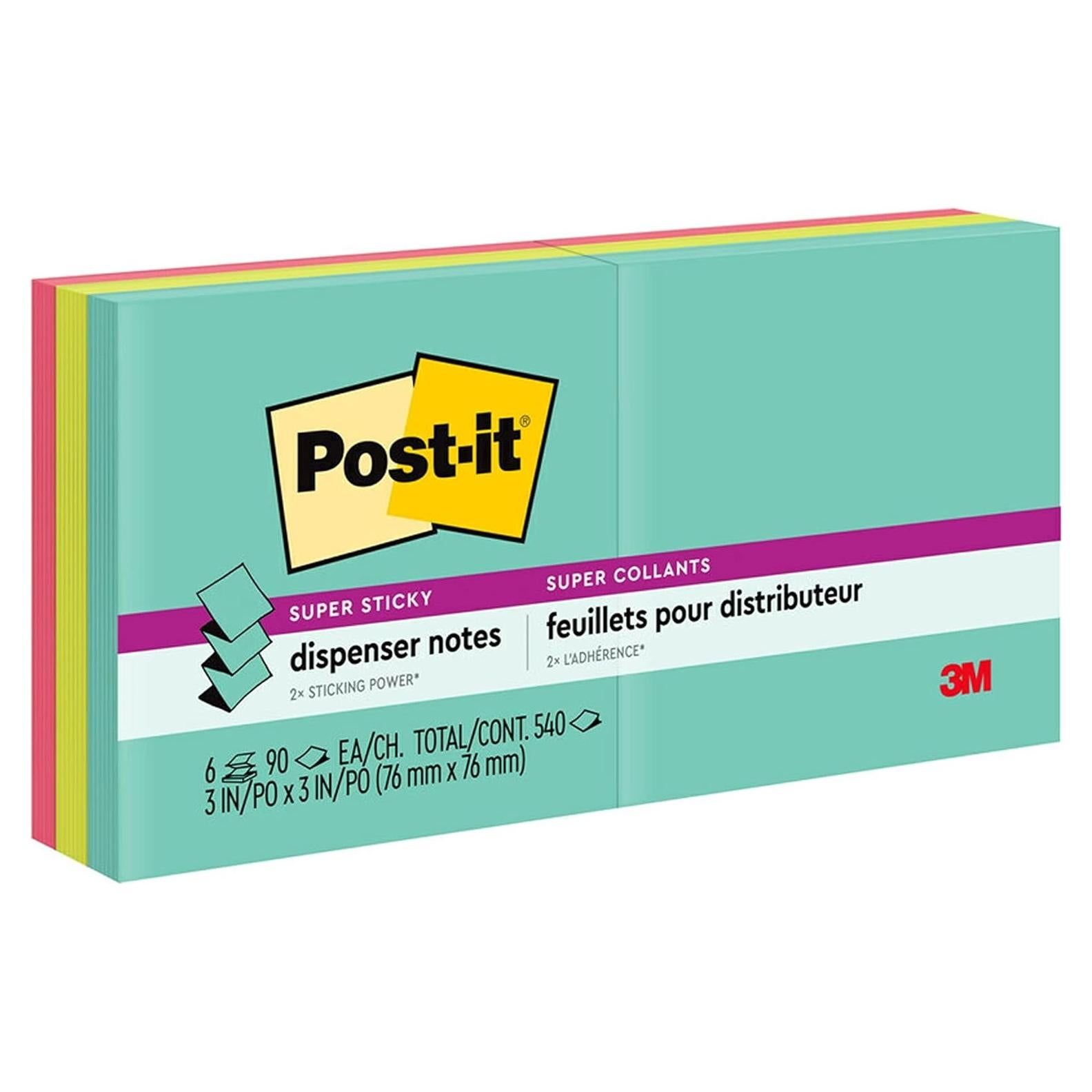 Notas Adhesivas Super Sticky Post-it Supernova Neons, 6 Blocs 90 Hojas