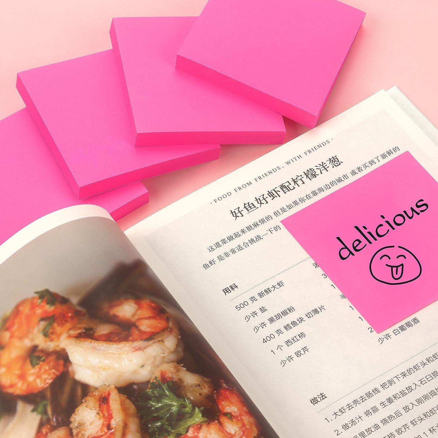 Notas Adhesivas 7.62x7.62 cm Osboo Rojo Rosa 4 Pads 360 Hojas