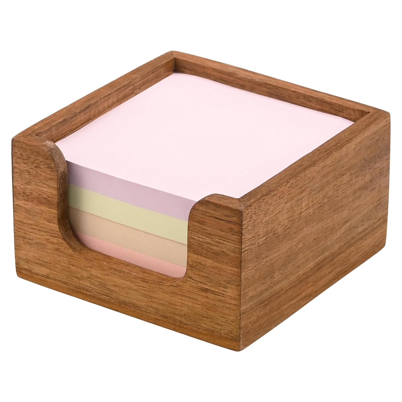 Soporte para Notas Adhesivas Chicvilla de Madera Acacia 8.9x8.9 cm