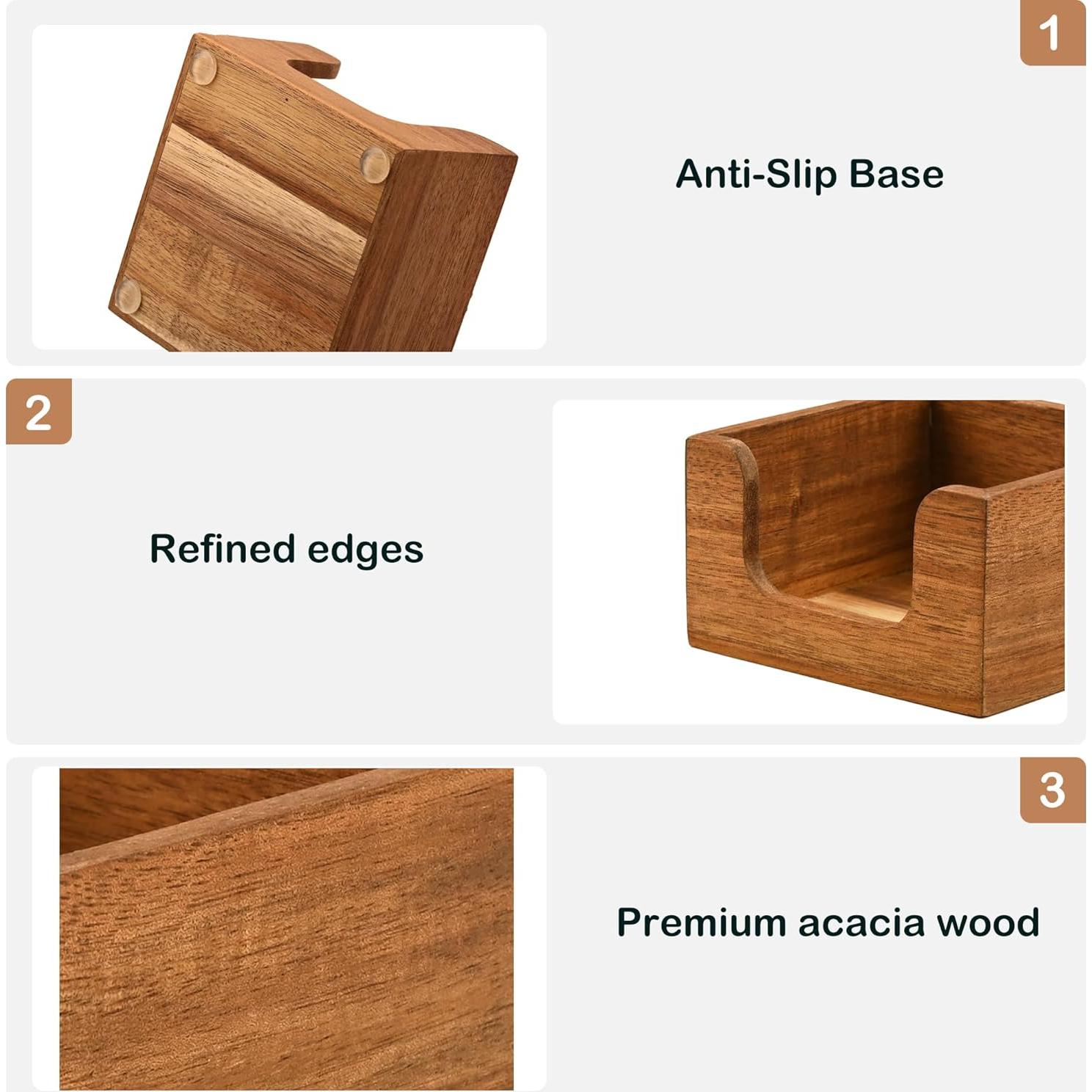 Soporte para Notas Adhesivas Chicvilla de Madera Acacia 8.9x8.9 cm