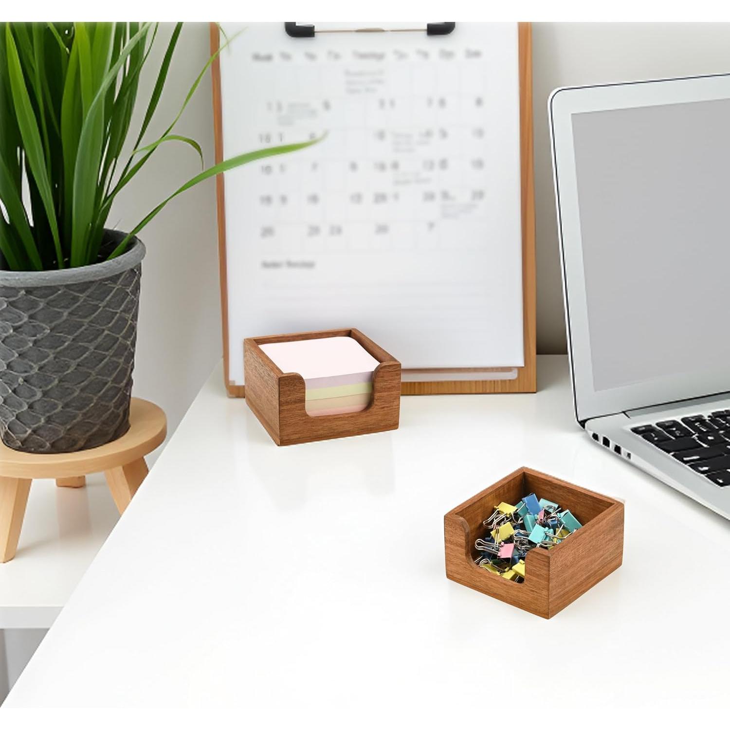 Soporte para Notas Adhesivas Chicvilla de Madera Acacia 8.9x8.9 cm