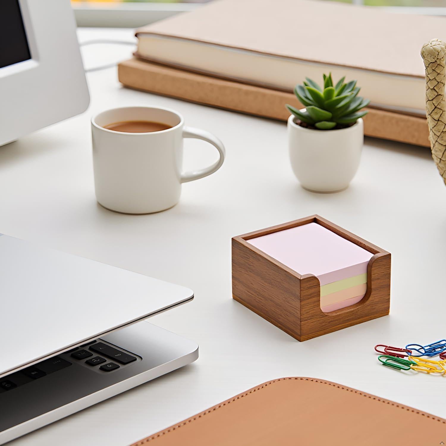 Soporte para Notas Adhesivas Chicvilla de Madera Acacia 8.9x8.9 cm