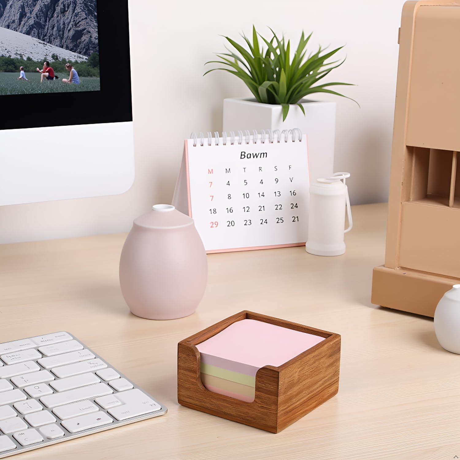 Soporte para Notas Adhesivas Chicvilla de Madera Acacia 8.9x8.9 cm