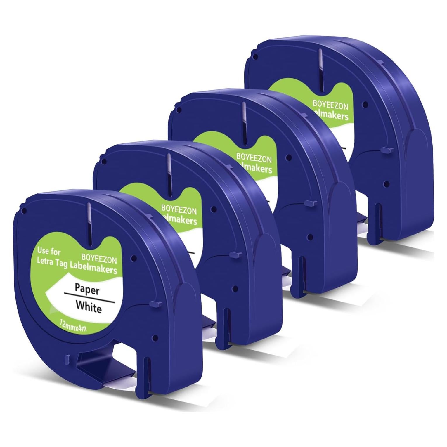 Cintas de Etiquetas BOYEEZON 4Pk Papel Blanco 12mm x 4m