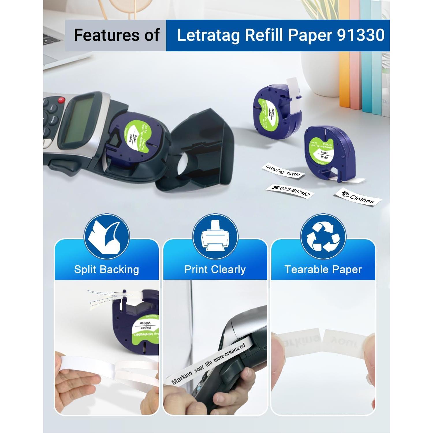 Cintas de Etiquetas BOYEEZON 4Pk Papel Blanco 12mm x 4m