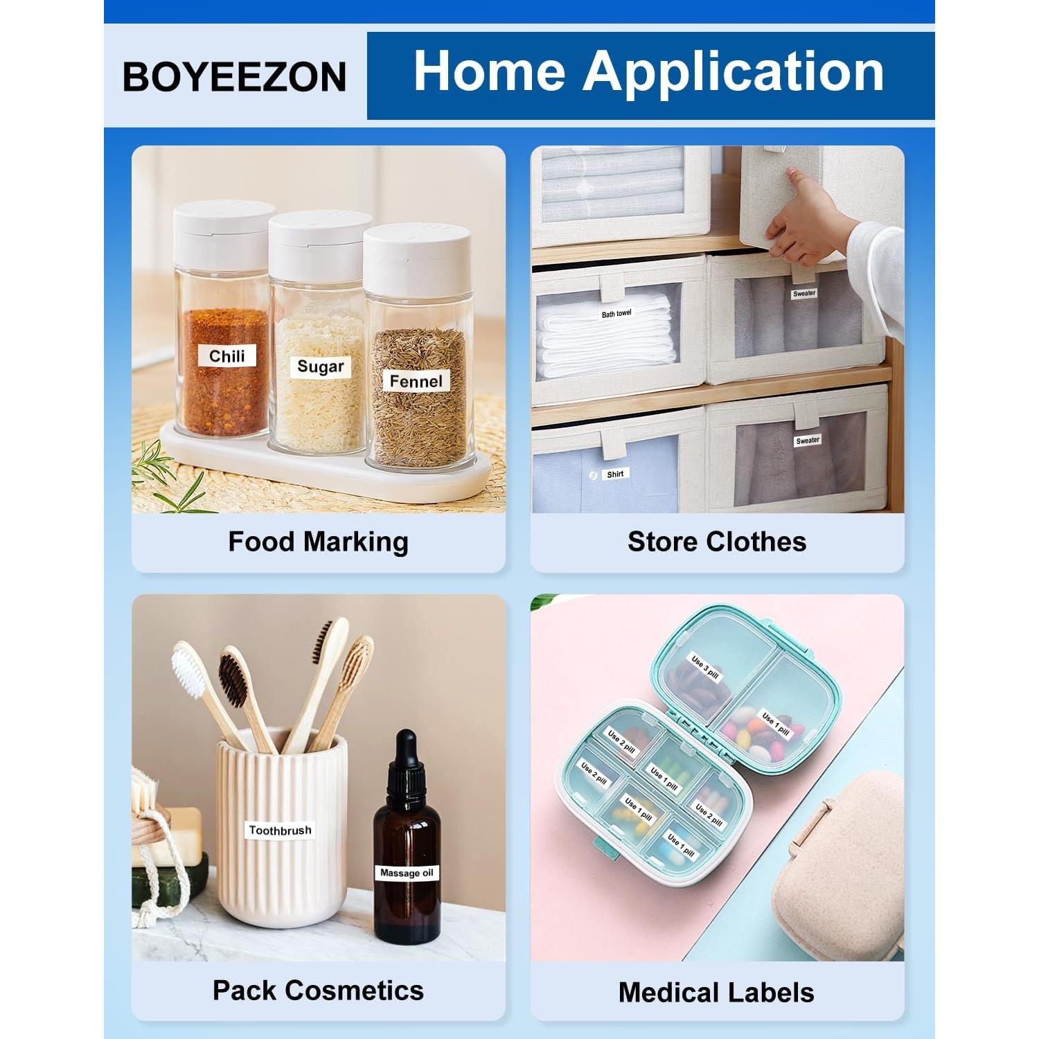 Cintas de Etiquetas BOYEEZON 4Pk Papel Blanco 12mm x 4m