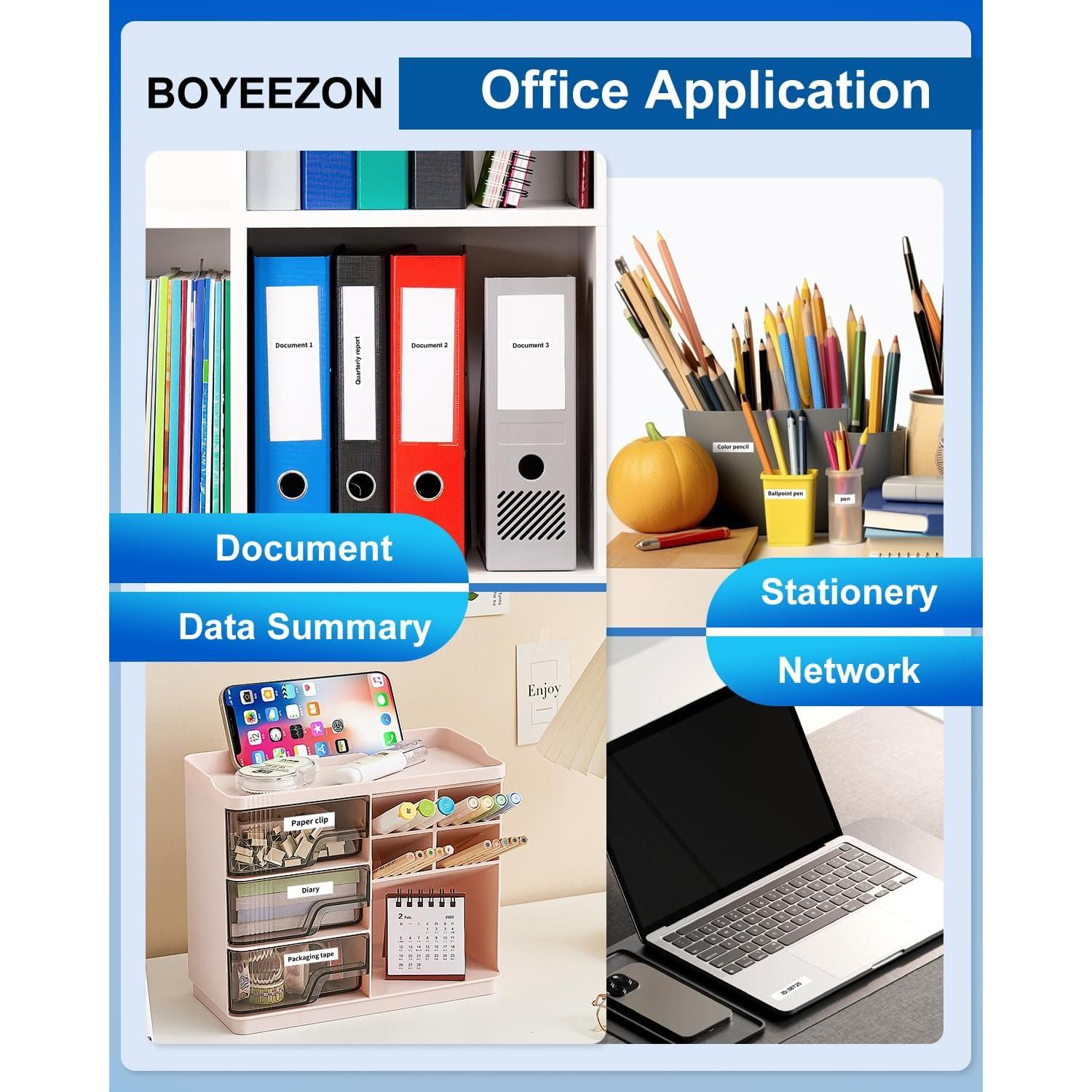 Cintas de Etiquetas BOYEEZON 4Pk Papel Blanco 12mm x 4m