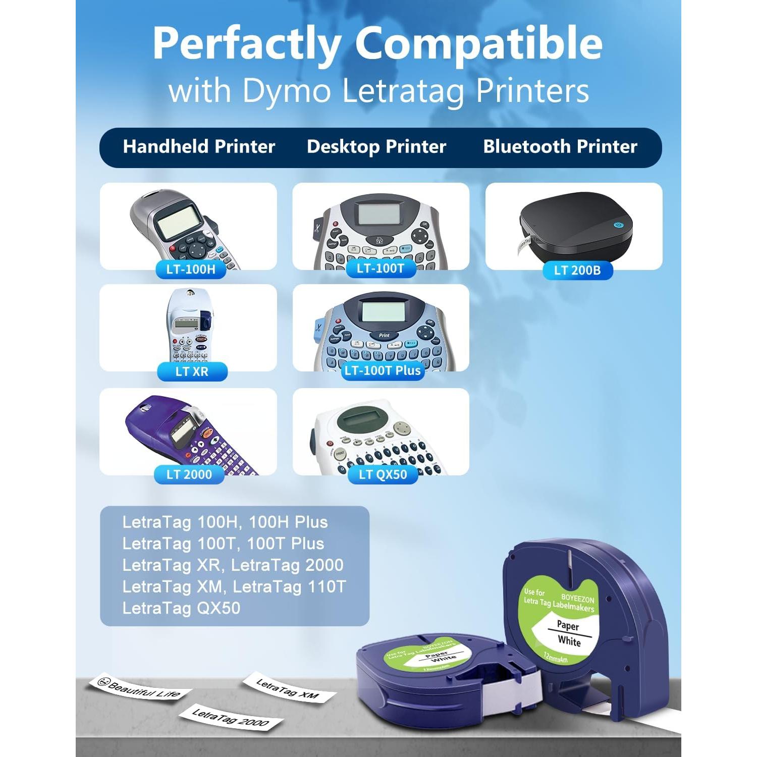 Cintas de Etiquetas BOYEEZON 4Pk Papel Blanco 12mm x 4m