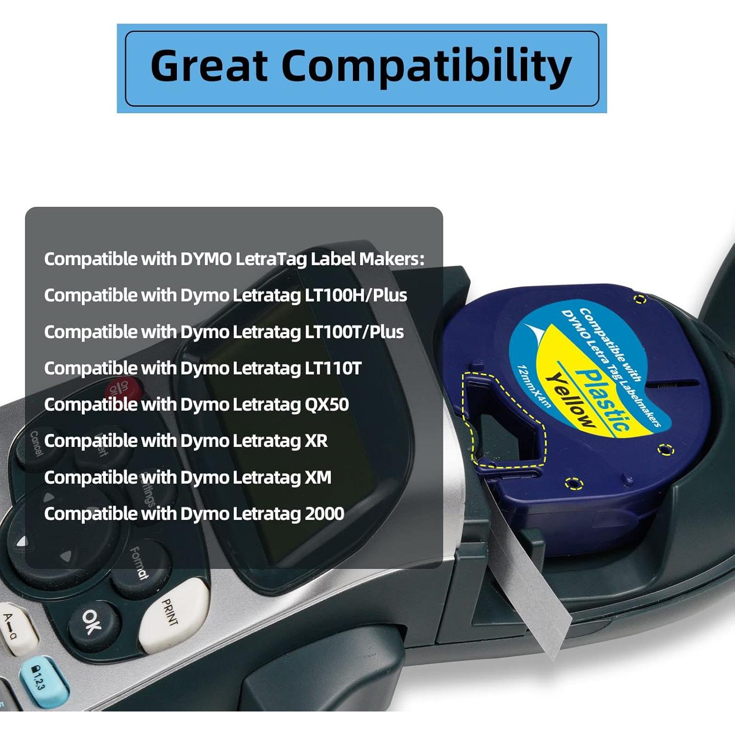 Cinta de Etiqueta 5-Pack 12mm x 4m Home Colortly Compatible Dymo