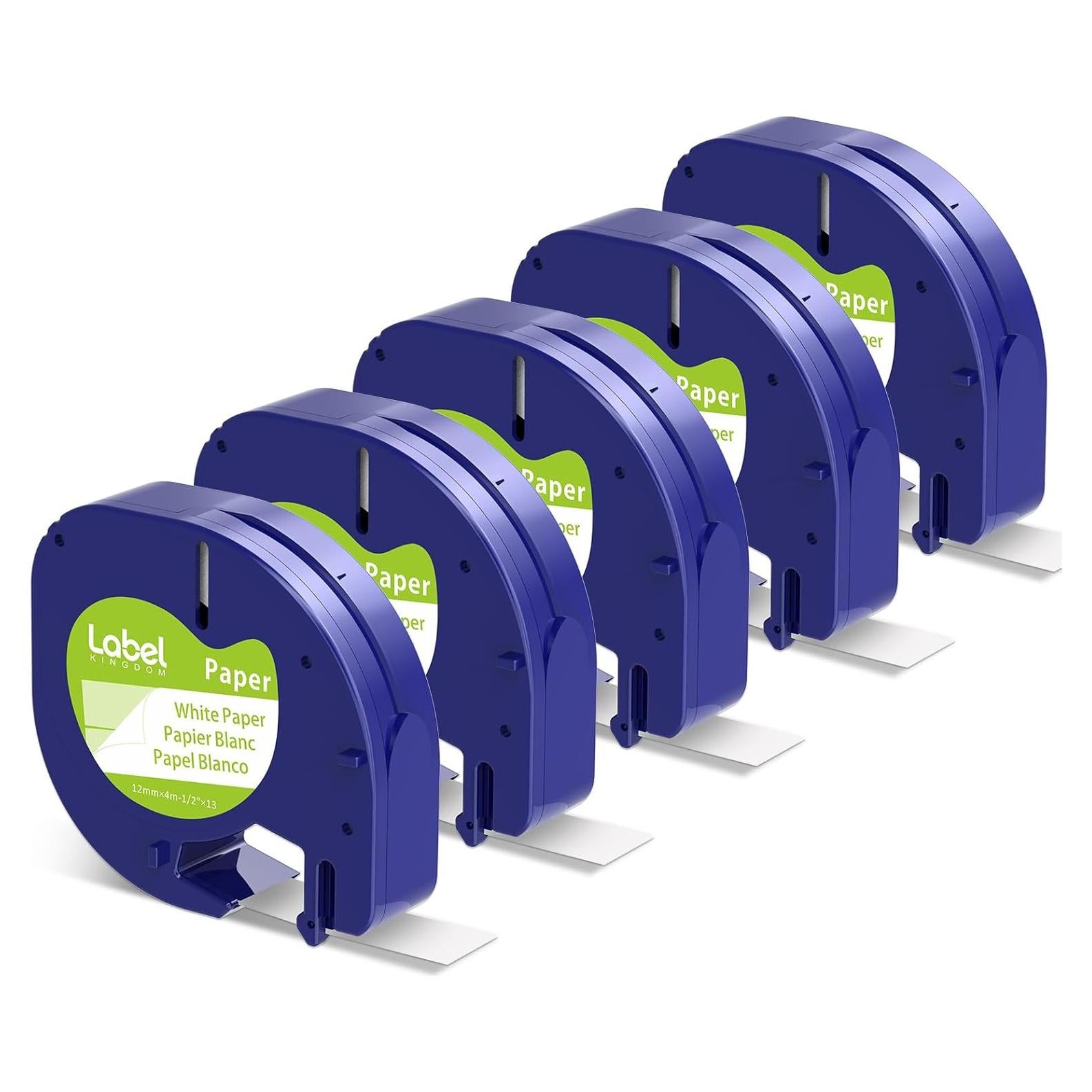 Cinta de Etiquetadora Dymo LetraTag 12mm x 4m - 5 Paquetes