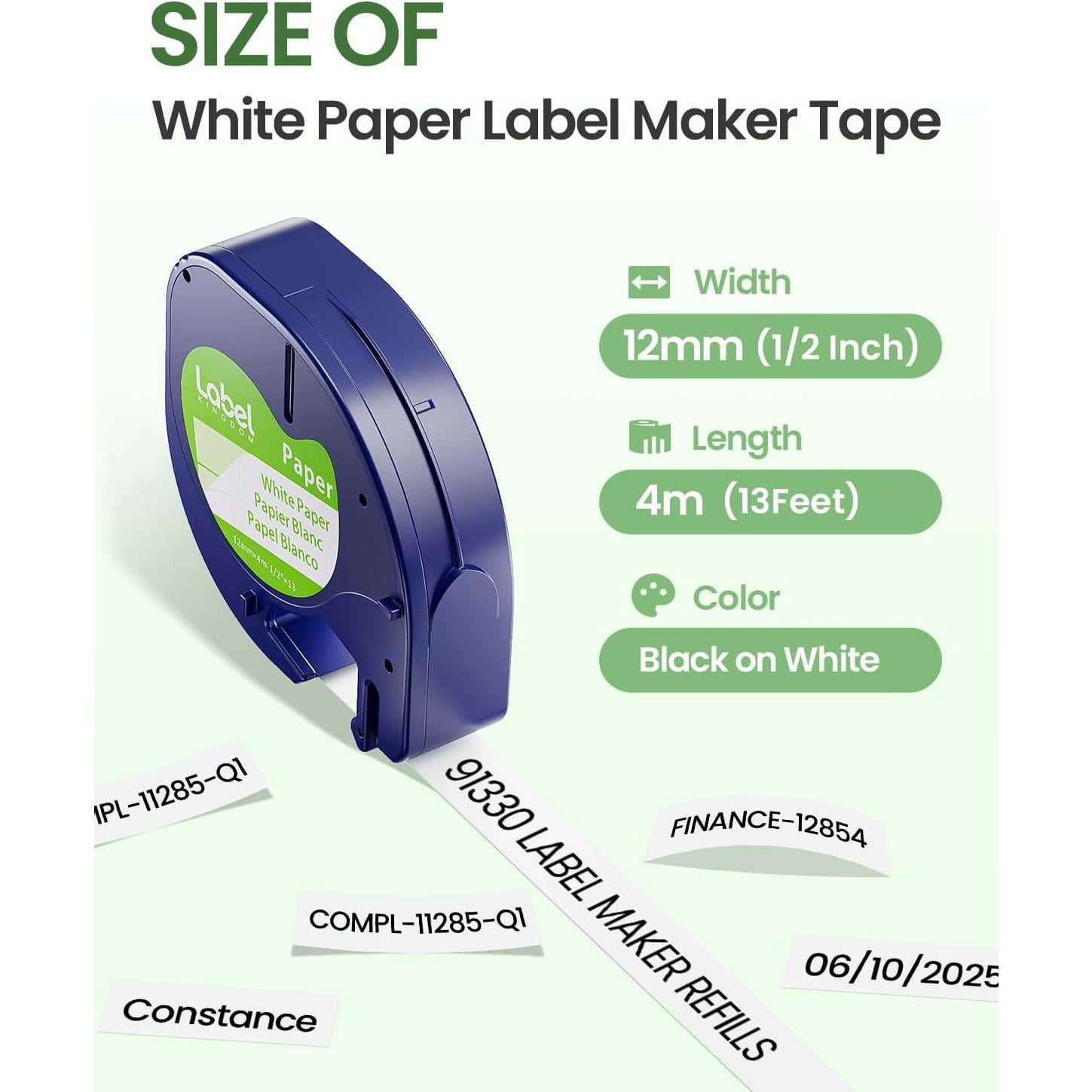 Cinta de Etiquetadora Dymo LetraTag 12mm x 4m - 5 Paquetes