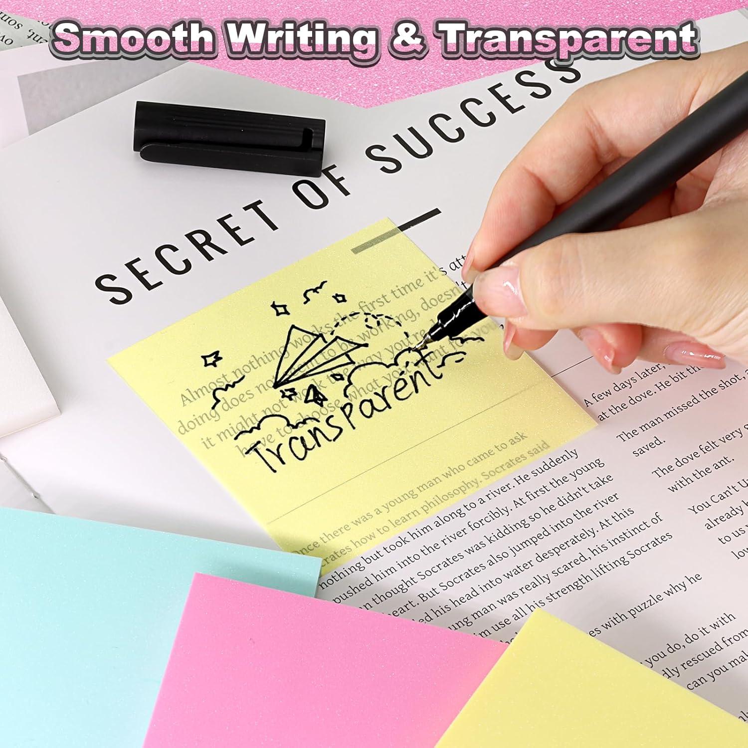 Notas Adhesivas Transparentes SYMDROMIA 3x3" Paquete 12 Colores