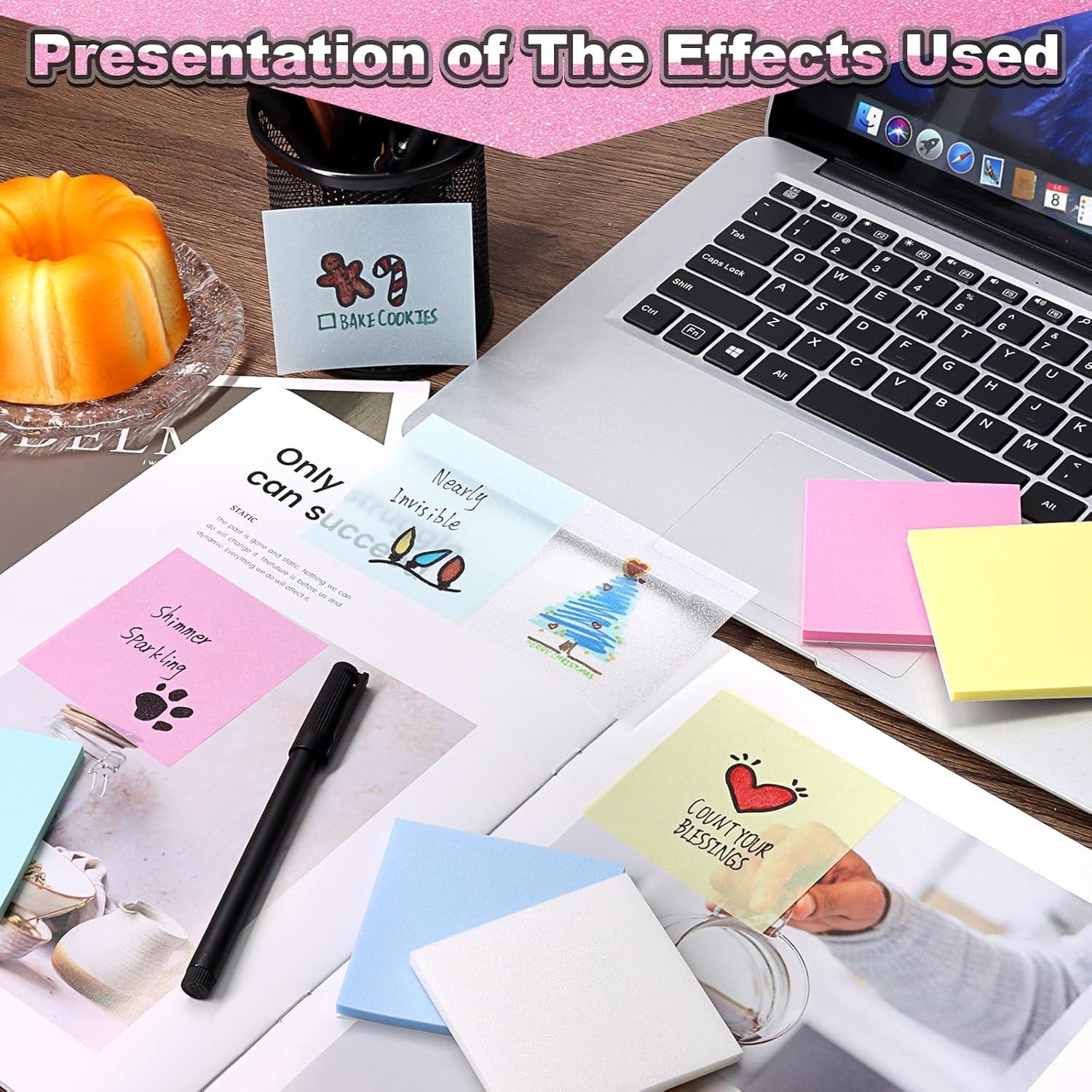 Notas Adhesivas Transparentes SYMDROMIA 3x3" Paquete 12 Colores