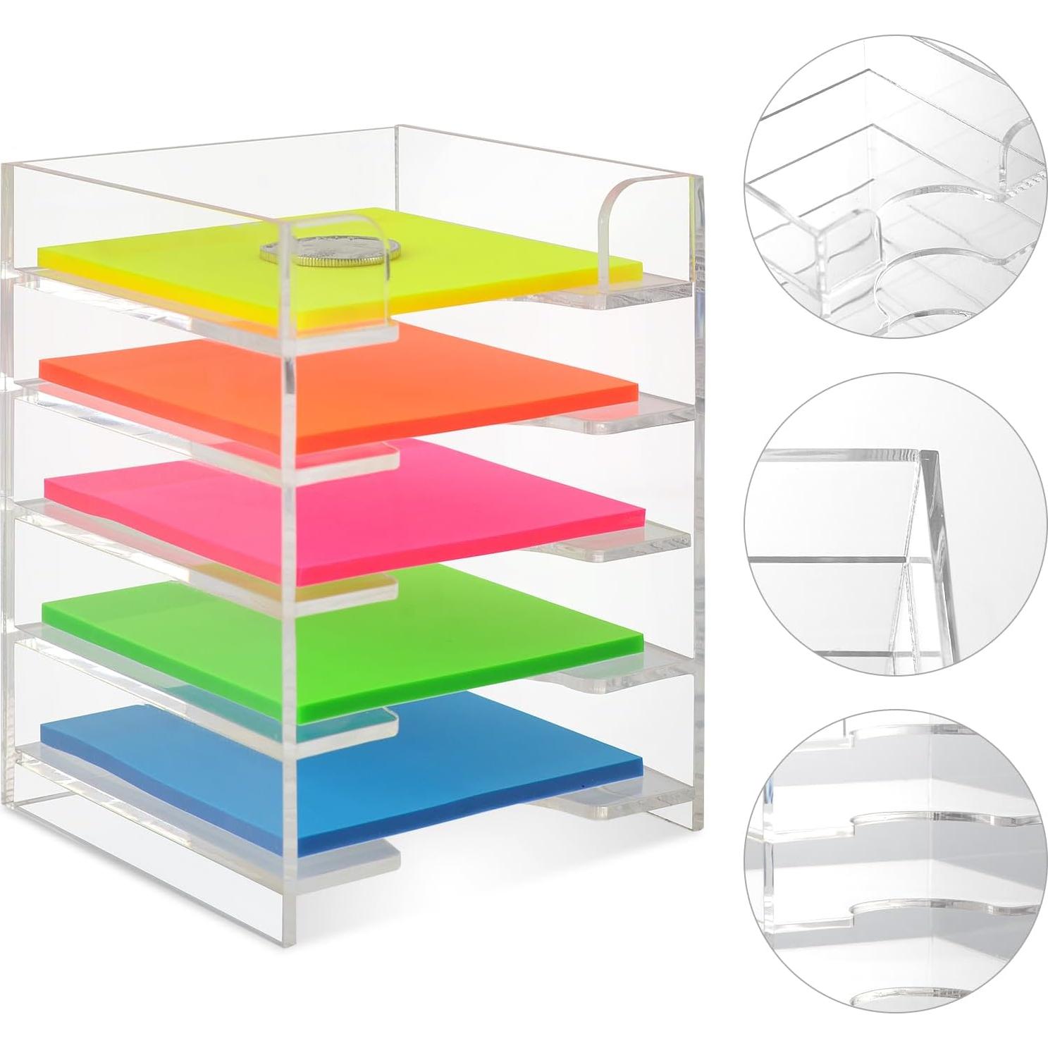 Soporte de Notas Adhesivas Acrílico Transparente 7.62x7.62 cm