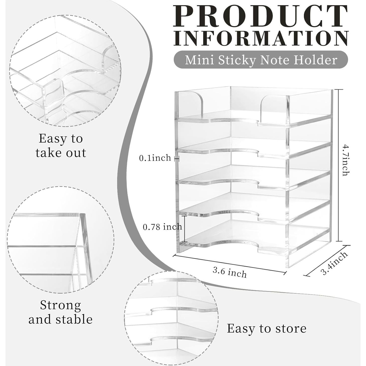 Soporte de Notas Adhesivas Acrílico Transparente 7.62x7.62 cm