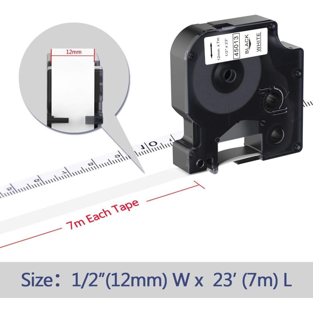 Paquete de 5 Cintas de Etiqueta Camopro Dymo D1 12mm x 7m