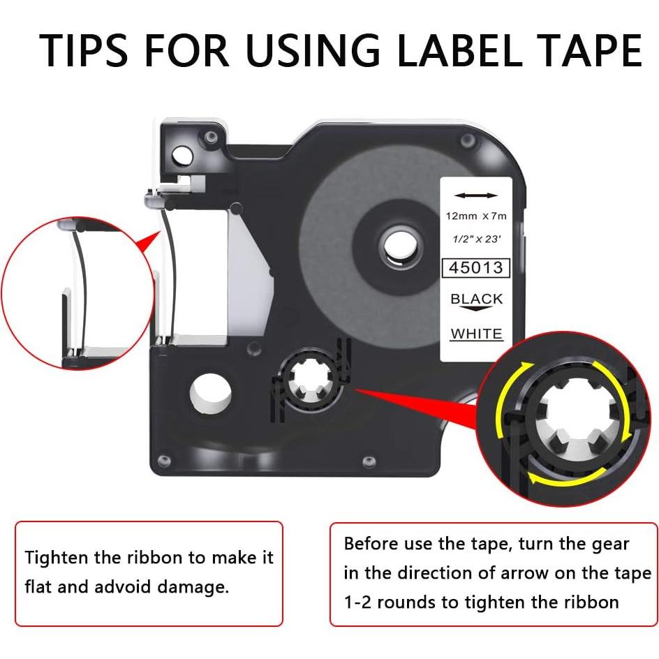 Paquete de 5 Cintas de Etiqueta Camopro Dymo D1 12mm x 7m