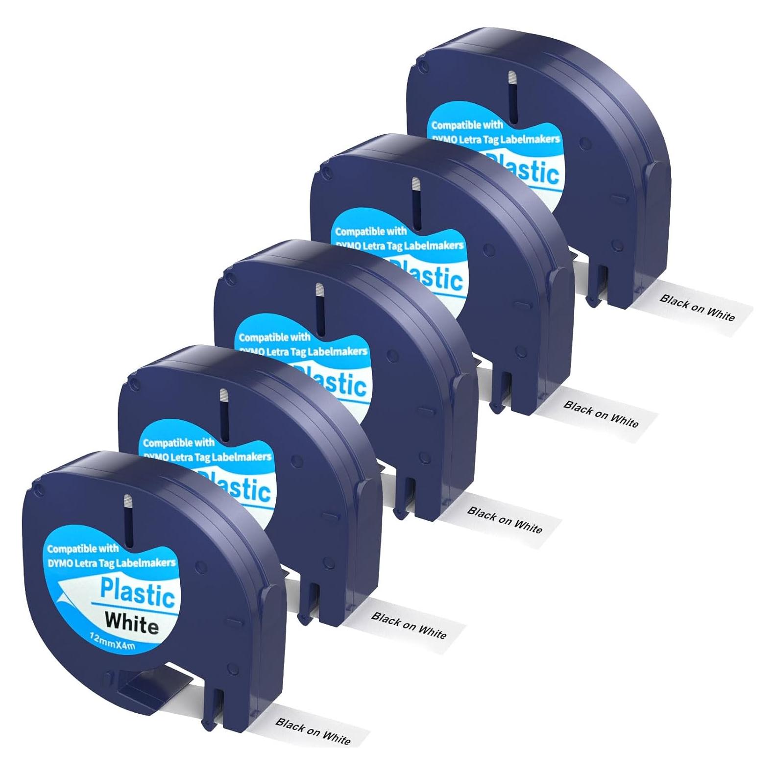 Cinta de Etiquetas Plástica Blanca 12mm 5 Unidades Dymo